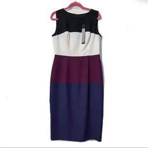 NWT Black Halo sleeveless color block sheath midi dress 12